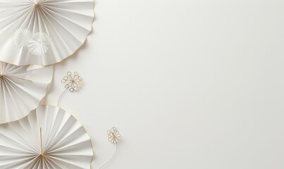 White Paper Fans with Golden Accents