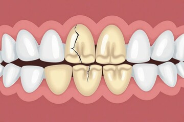 Cracked Teeth Showing Gum And Discoloration