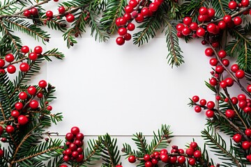 Christmas Decoration with Red Berries and Fir Branches