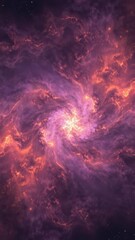 Fototapeta premium Deep purple and copper swirling fractal nebula, cosmic loop , psychedelic,abstract
