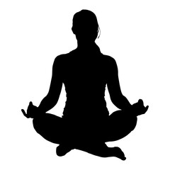 Yoga hatha poses in female silhouette, Vector illustration