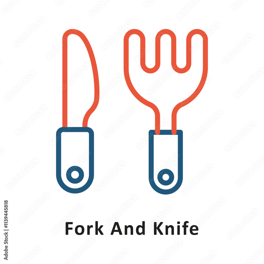 Poster fork and knife vector two color icon. eps 10 file