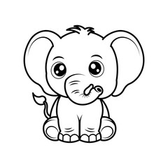 elephant outline on white background