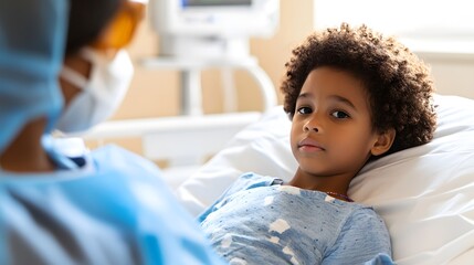 Pediatric hospital ward featuring dedicated medical professionals in protective gear, emphasizing compassionate care and safety in healthcare environments