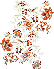 Exquisite embroidery, a symphony of orange, brown, and green. The delicate floral patterns whisper tales of tradition and beauty-2