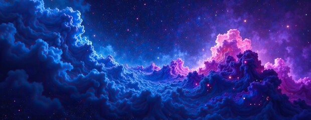 Fototapeta premium Dark blues swirl with purples in cosmic gradient, gradients, space