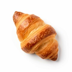 croissant , Isolated white background, flat lay 