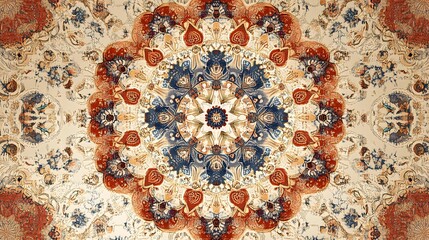 Abstract Mandala Design in Earthy Tones and Blue Accents
