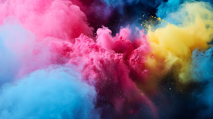 Fototapeta premium Colorful powder launched into the air.