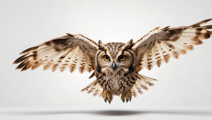 Obraz premium Owl Flying Isolated on White Background