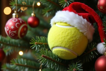 Tennis Ball Ornament Decorates Christmas Tree