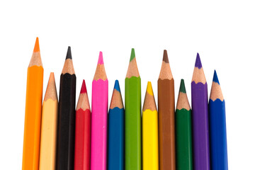 color pencil background isolated on white background