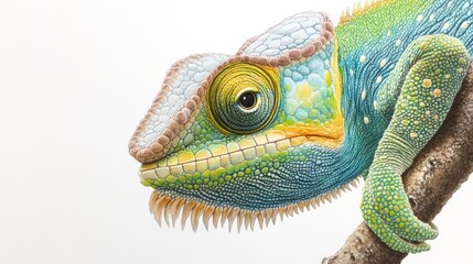 Fototapeta premium Vibrant Panther Chameleon Close-Up: A Masterpiece of Nature's Art