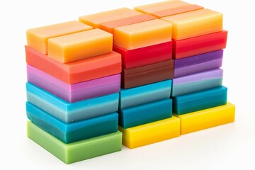 Rainbow Soap, Isolated white background, flat lay