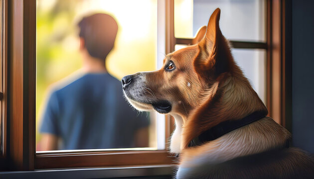 Heartfelt Farewell: A Dog's Longing Gaze Through the Window