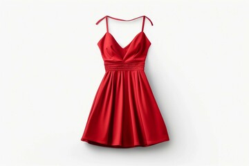 Little Red Dress , Isolated white background, flat lay