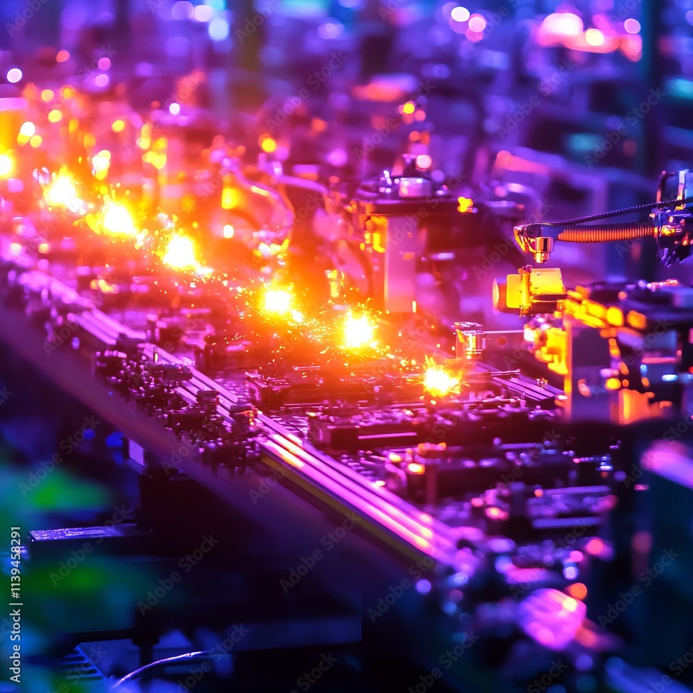 Poster automated circuit board assembly line with sparks