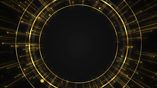 Golden glitter circle stripes sparkling light videos, presentations, and special events. rings minimal animation for presentation, ceremony event party awards, awards party premium motion background.