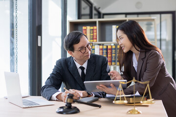 Lawyer or judge consult, Lawyers discussing about contract and agreement concept.