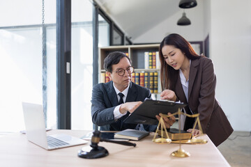 Lawyer or judge consult, Lawyers discussing about contract and agreement concept.