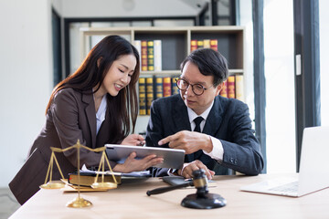 Lawyer or judge consult, Lawyers discussing about contract and agreement concept.