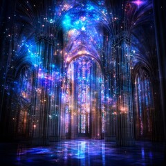 Obraz premium Celestial Cathedral A Mystical Gothic Interior