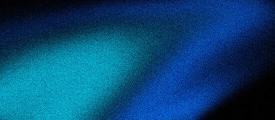 Grainy abstract sea green light blue black gradient noise texture effect banner in the background