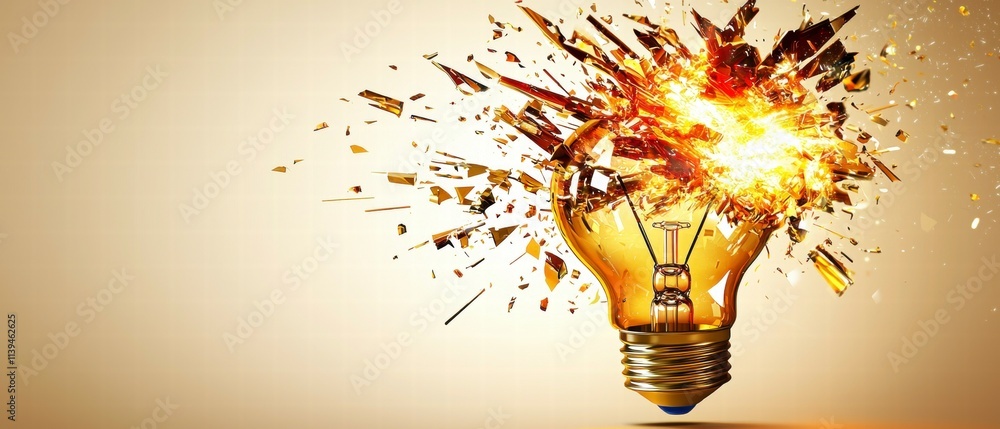 Poster exploding light bulb - idea breakthrough