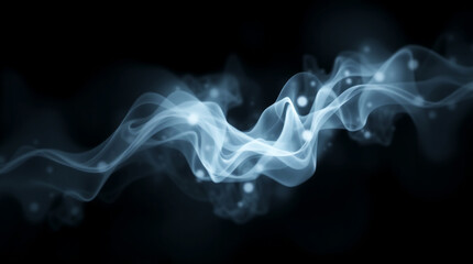 Mystical Dance of Fog and Light with Blurred Bokeh on a Black Background