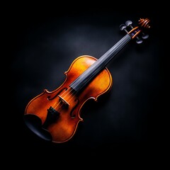 Dark Background Violin Close Up Studio Shot