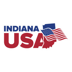 indiana USA city logo with virginia city map elements and United States flag for business identity and screen printing on t-shirts, shirts, etc.