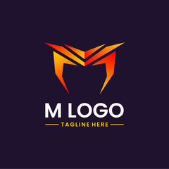 Modern letter M logo for technology company