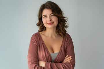 Fototapeta premium woman dressed in adaptable outfit that epitomize understated style, making it perfect for promoting lifestyle brands, workwear, or inclusive fashion lines.