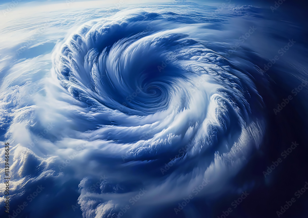 Poster abstract blue clouds background with a spiral in the center. computer-generated image.