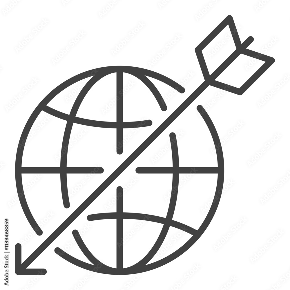 Poster earth with arrow vector multipolarity icon or sign in thin line style