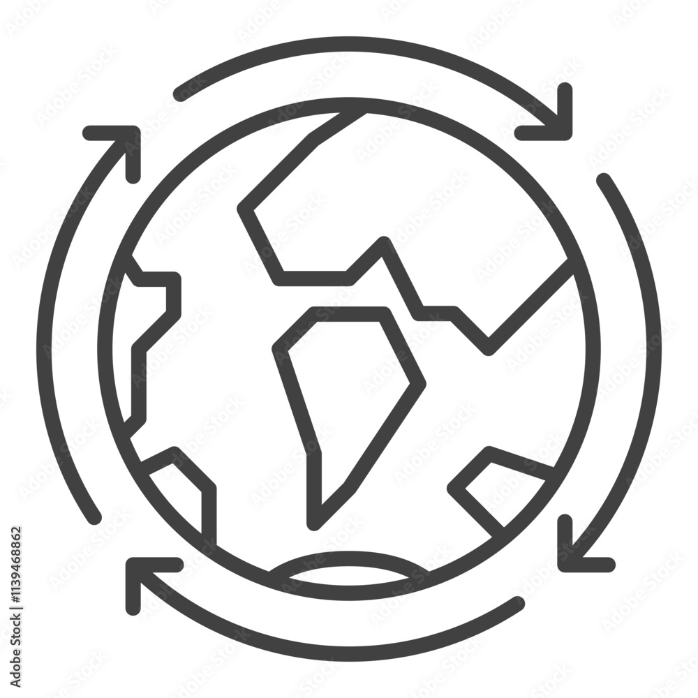Aufkleber earth planet with arrows around vector multipolarity icon or symbol in outline style