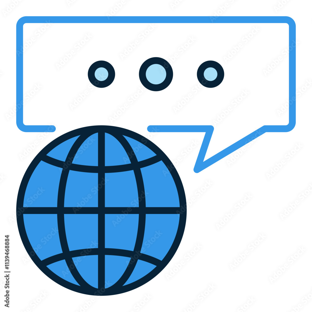 Poster message and earth globe vector multipolarity blue icon or design element