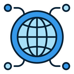 Multipolarity International Relations vector round blue icon or logo element