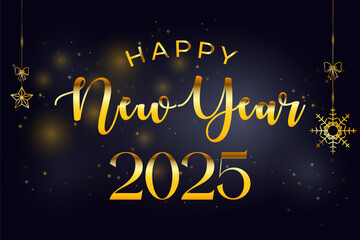 Happy new year . Vector illustration of a happy new year in gold and black colors. Background for the holiday.