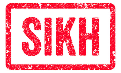 Sikh Stamp Transparent Seal, Red Grunge Sikh Word Rubber Stamp Seal