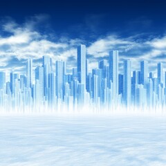 Fototapeta premium Frozen Metropolis A Futuristic Cityscape in Winter