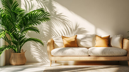 Cozy living room with natural light and decorative plants enhancing relaxation atmosphere