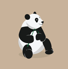 Cute panda holding a bamboo. Vector illustration