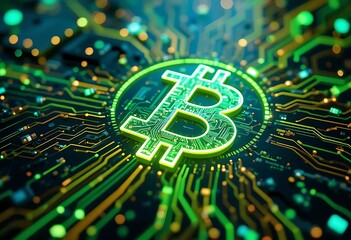 A glowing circuit board texture symbolizing digital finance