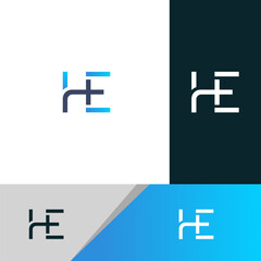 Creative HE, EH letter logo design template elements. Modern abstract digital alphabet letter logo.