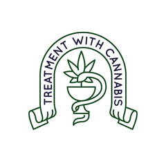 Simple Logo with Cannabis treatment icon. Simple Cannabis leaf icon for social media, app, and web design. 