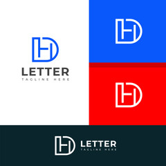 Creative HD, DH letter logo design template elements. Modern abstract digital alphabet letter logo.