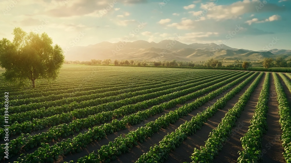 Poster precision agricultural irrigation map with virtual water efficiency simulation for optimized resourc