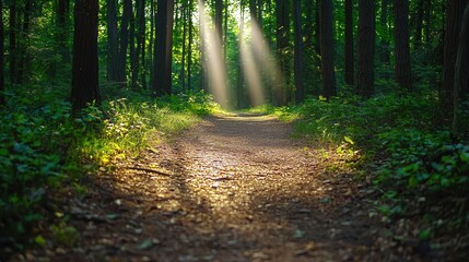 Obraz premium Mindfulness and peace on a forest path nature scene serene environment acceptance in tranquil woods