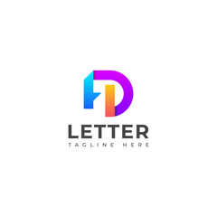 Creative HD, DH letter logo design template elements. Modern abstract digital alphabet letter logo.